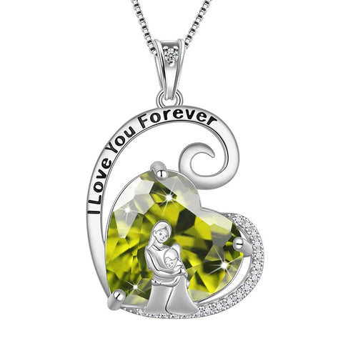 Collana madre figlia in argento sterling 925 con cuore e pietra portafortuna, regalo per la festa della mamma