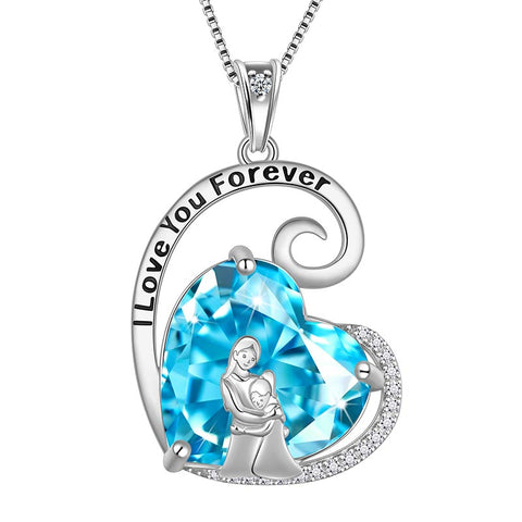 Collana madre figlia in argento sterling 925 con cuore e pietra portafortuna, regalo per la festa della mamma