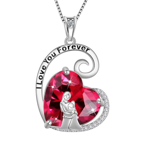 Collana madre figlia in argento sterling 925 con cuore e pietra portafortuna, regalo per la festa della mamma