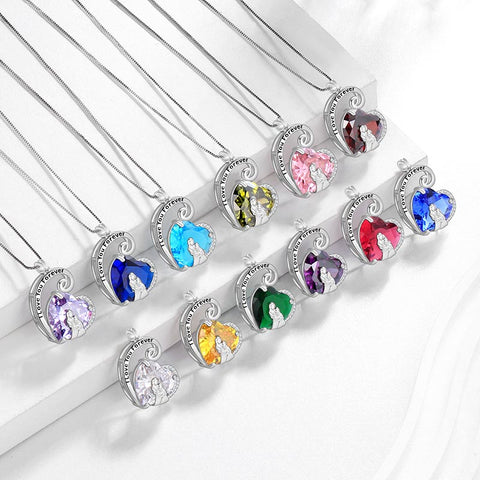 Collana madre figlia in argento sterling 925 con cuore e pietra portafortuna, regalo per la festa della mamma
