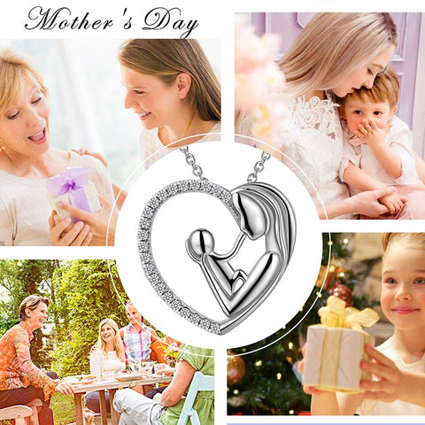 Collana con ciondolo per mamma per donne, mamma e bambino Collana con ciondolo a cuore, regalo di gioielli per la festa della mamma, compleanno