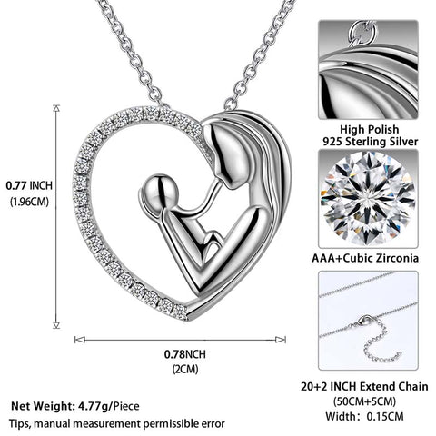 Collana con ciondolo per mamma per donne, mamma e bambino Collana con ciondolo a cuore, regalo di gioielli per la festa della mamma, compleanno