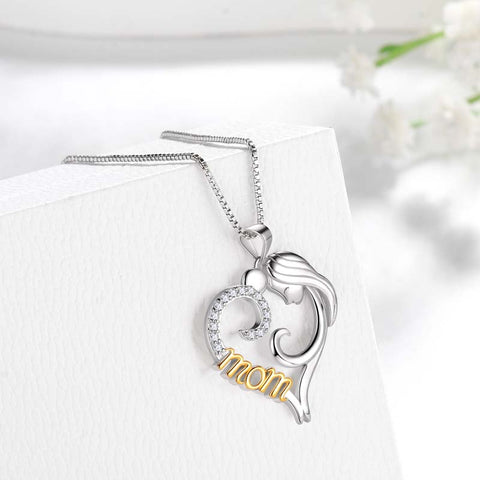 Mutter-Halsketten-Anhänger für Frauen, Mutter und Kind, Herz-Anhänger, Halskette, Schmuck, Geschenk zum Muttertag, Geburtstag