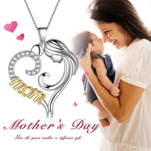 Mutter-Halsketten-Anhänger für Frauen, Mutter und Kind, Herz-Anhänger, Halskette, Schmuck, Geschenk zum Muttertag, Geburtstag
