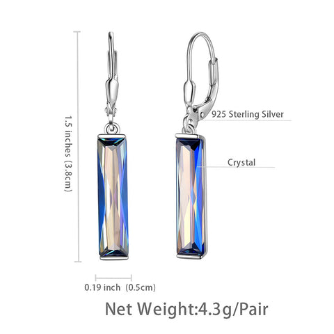Pendientes colgantes con barra de topacio místico azul, joyería para mujer, Plata de Ley 925