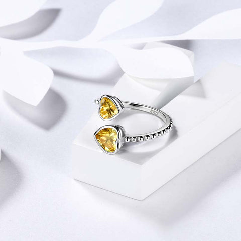 Geburtsstein November Citrin Liebe Herzen Ring Schmuck Frauen Mädchen Geburtstagsgeschenk