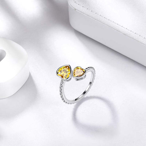 Geburtsstein November Citrin Liebe Herzen Ring Schmuck Frauen Mädchen Geburtstagsgeschenk
