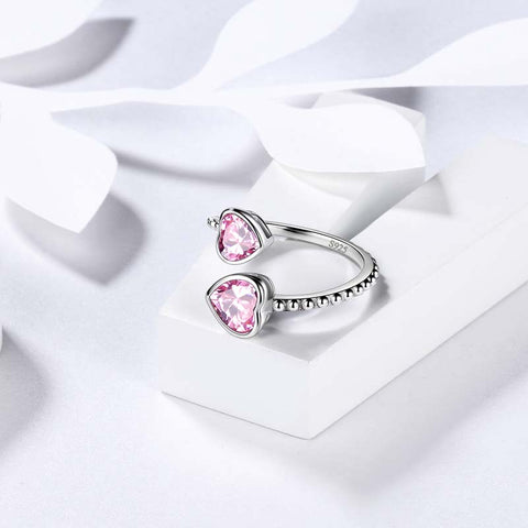 Pietra portafortuna ottobre tormalina cuori d'amore anello gioielli regalo di compleanno per donne e ragazze