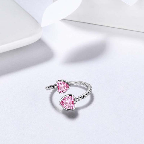 Pietra portafortuna ottobre tormalina cuori d'amore anello gioielli regalo di compleanno per donne e ragazze