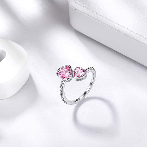 Pietra portafortuna ottobre tormalina cuori d'amore anello gioielli regalo di compleanno per donne e ragazze