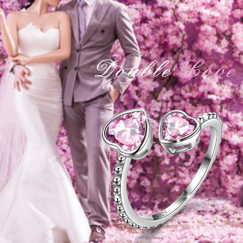 Pietra portafortuna ottobre tormalina cuori d'amore anello gioielli regalo di compleanno per donne e ragazze