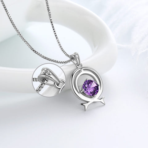 Collana Zodiaco Pesci Collana con pietra portafortuna di febbraio Regalo di compleanno per gioielli da donna per ragazza Regalo di compleanno per gioielli da donna per ragazza