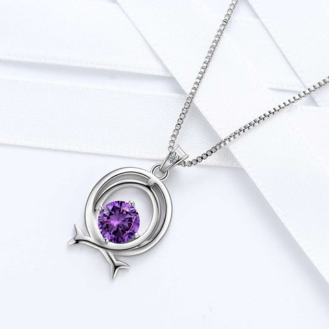 Collana Zodiaco Pesci Collana con pietra portafortuna di febbraio Regalo di compleanno per gioielli da donna per ragazza Regalo di compleanno per gioielli da donna per ragazza