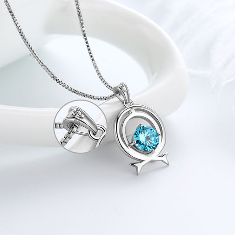 Collana Zodiaco Pesci Collana con pietra portafortuna di marzo, gioielli da donna, regalo di compleanno, gioielli da donna, regalo di compleanno