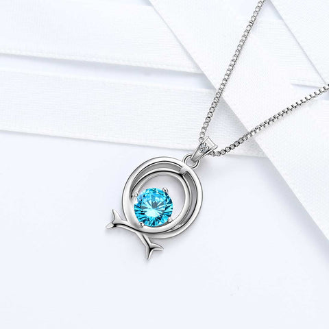 Collana Zodiaco Pesci Collana con pietra portafortuna di marzo, gioielli da donna, regalo di compleanno, gioielli da donna, regalo di compleanno