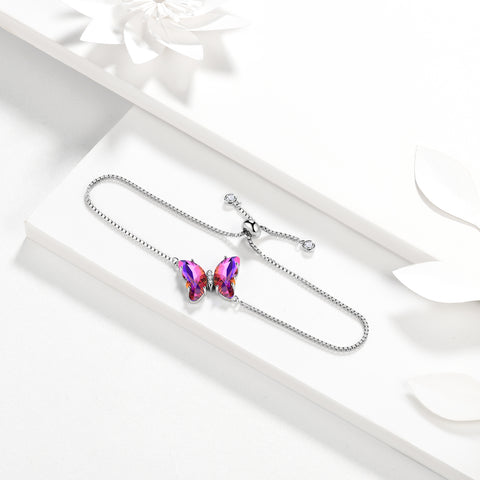 Bracciale a farfalla viola Febbraio Ametista Birthstone Donna Ragazza Gioielli Regalo di compleanno
