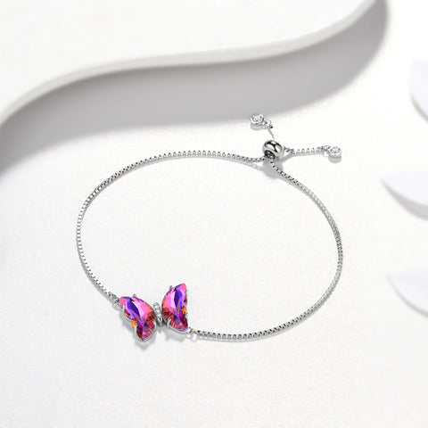 Bracciale a farfalla viola Febbraio Ametista Birthstone Donna Ragazza Gioielli Regalo di compleanno