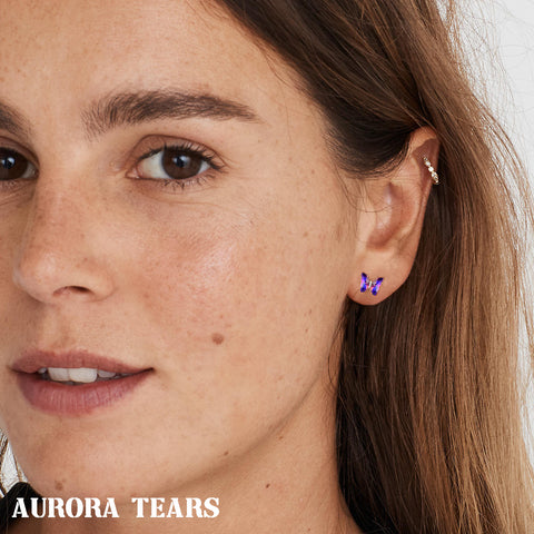 Orecchini a farfalla viola Febbraio Ametista Birthstone Donna Ragazza Gioielli Regalo di compleanno