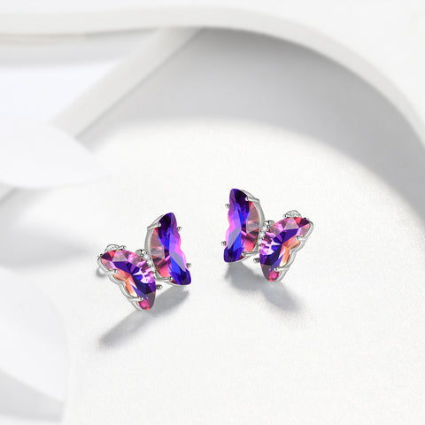 Orecchini a farfalla viola Febbraio Ametista Birthstone Donna Ragazza Gioielli Regalo di compleanno