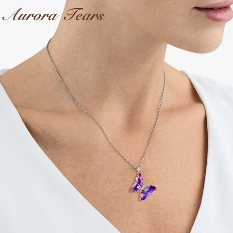 Lila Schmetterling Halskette Februar Amethyst Geburtsstein Anhänger Damen Mädchen Schmuck Geburtstagsgeschenk