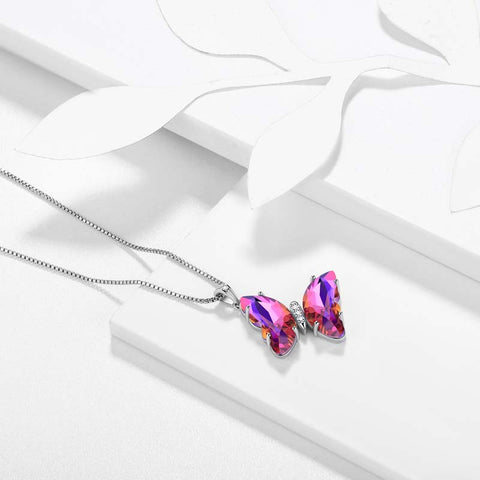 Lila Schmetterling Halskette Februar Amethyst Geburtsstein Anhänger Damen Mädchen Schmuck Geburtstagsgeschenk