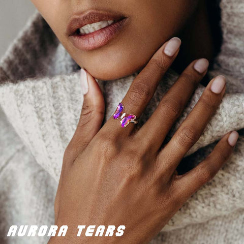Purple Butterfly Ring February Amethyst Birthstone Women Girls Jewelry Birthday Gift