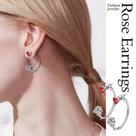 Frauen Rose Herz Ohrringe Schmuck M?dchen Blumen Ohrstecker Creolen Gothic Vintage Romantische Valentinstag Geschenke