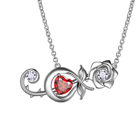 Rose Heart Necklace Women Girls Jewelry 3D Rose Flower Pendant Musical Note Necklace Birthday Valentine's Day Gifts - Aurora Tears Jewelry