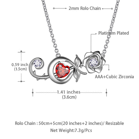 Rose Heart Necklace Women Girls Jewelry 3D Rose Flower Pendant Musical Note Necklace Birthday Valentine's Day Gifts - Aurora Tears Jewelry