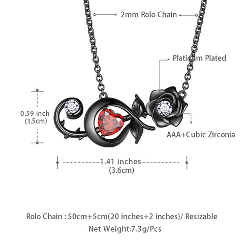 Rose Heart Necklace 3D Rose Flower Pendant Jewelry Musical Note Necklace Women Girls Birthday Valentine's Day Gifts