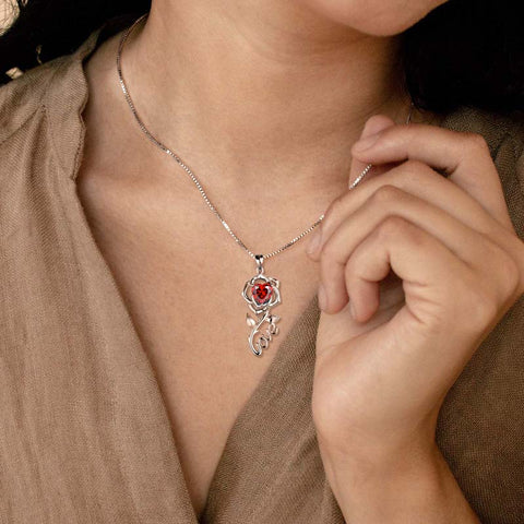 Rose Love Neckalce,925 Sterling Silver Birthstone Pendant Necklace Jewelry Gifts for Women Girls