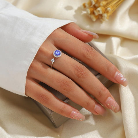 Anello portafortuna rotondo da donna, regalo di compleanno per ragazze, argento sterling 925