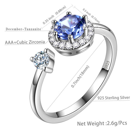 Anello portafortuna rotondo da donna, regalo di compleanno per ragazze, argento sterling 925