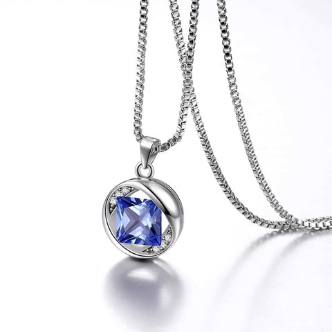 Collier rond en Tanzanite avec pierre de naissance de décembre, pendentif, bijoux pour femmes et filles, cadeau d'anniversaire