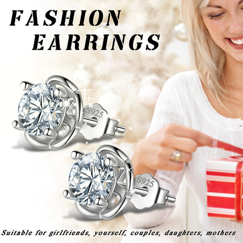 Boucles d'oreilles rondes Moissanite pour femmes et filles, bijoux en argent Sterling 925