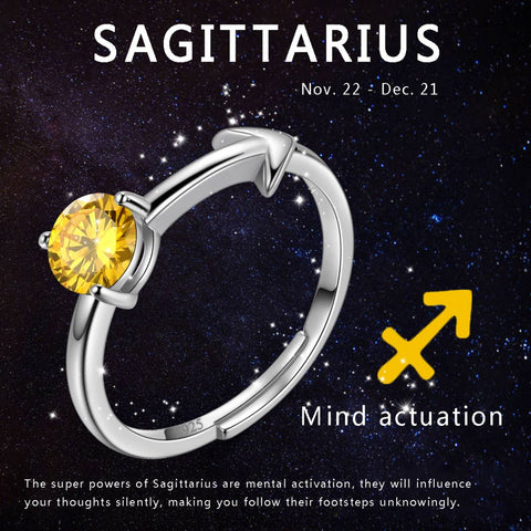 Sagittarius Ring November Citrine Birthstone Zodiac Women Girls Jewelry Birthday Gift