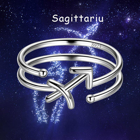 Sagittarius Zodiac Open Rings 925 Sterling Silver Aurora Tears Jewelry