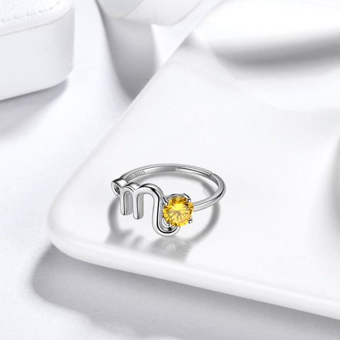 Scorpio Ring November Citrine Birthstone Zodiac Women Girls Jewelry Birthday Gift