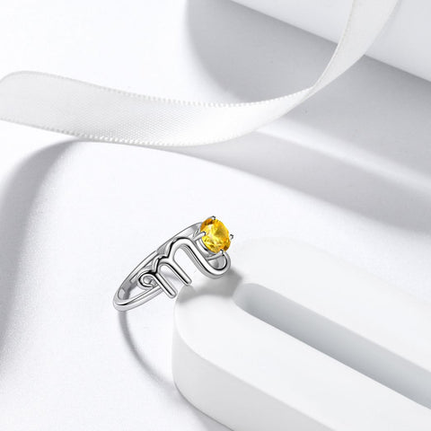 Scorpio Ring November Citrine Birthstone Zodiac Women Girls Jewelry Birthday Gift