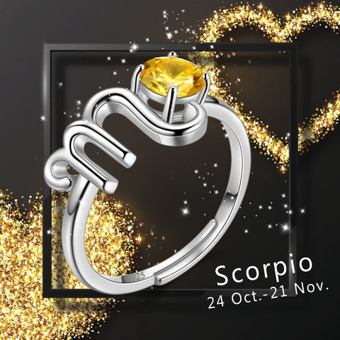 Scorpio Ring November Citrine Birthstone Zodiac Women Girls Jewelry Birthday Gift