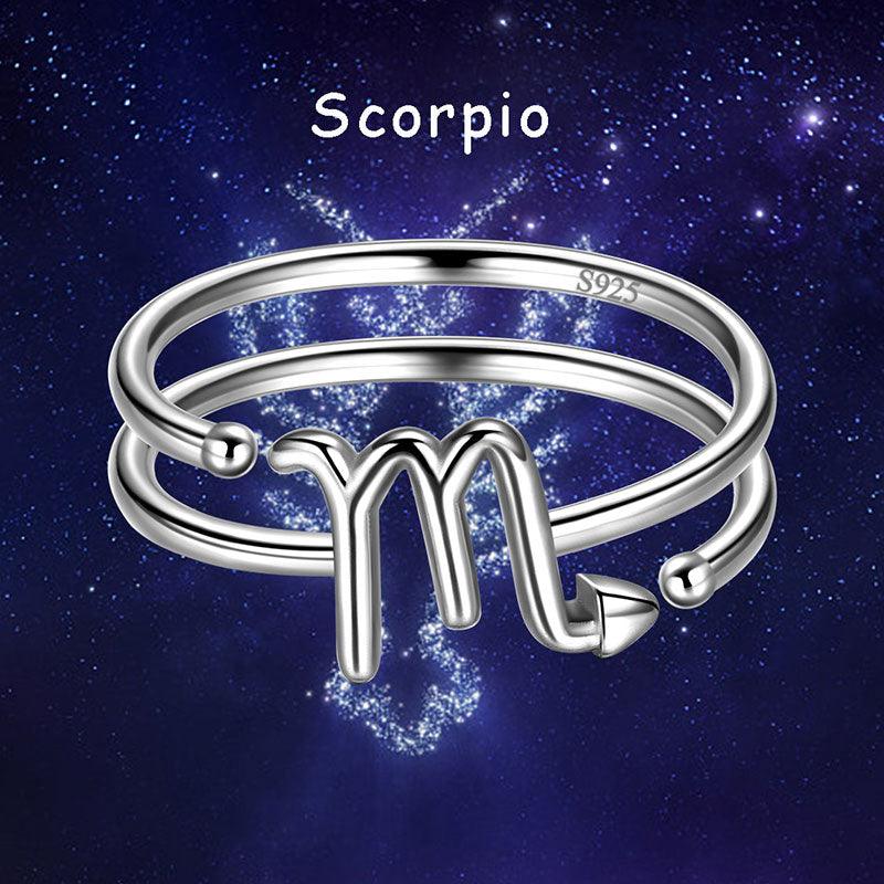 Scorpio Zodiac Open Rings 925 Sterling Silver Aurora Tears Jewelry