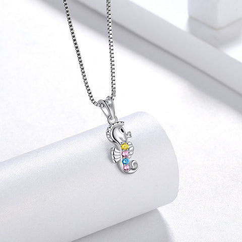 Collana con ciondolo mini animale cavalluccio marino Gioielli da donna Regalo per ragazze Argento sterling 925