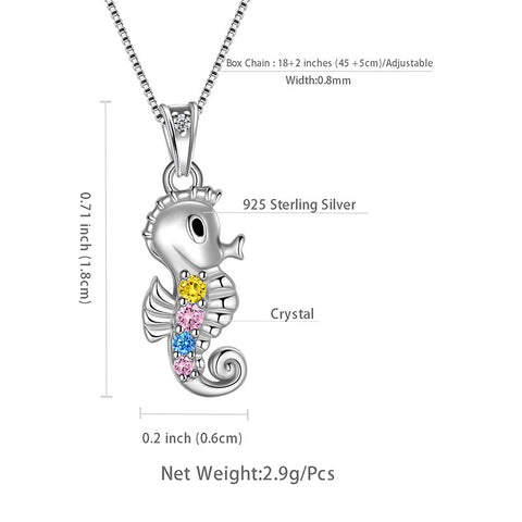 Collana con ciondolo mini animale cavalluccio marino Gioielli da donna Regalo per ragazze Argento sterling 925