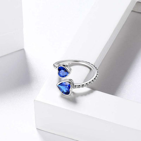 Birthstone settembre zaffiro amore cuori anello gioielli donne ragazze regalo di compleanno