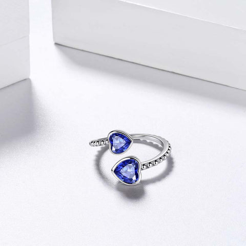 Birthstone settembre zaffiro amore cuori anello gioielli donne ragazze regalo di compleanno