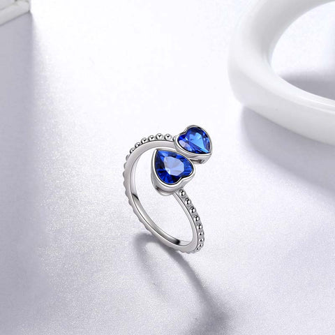 Birthstone settembre zaffiro amore cuori anello gioielli donne ragazze regalo di compleanno