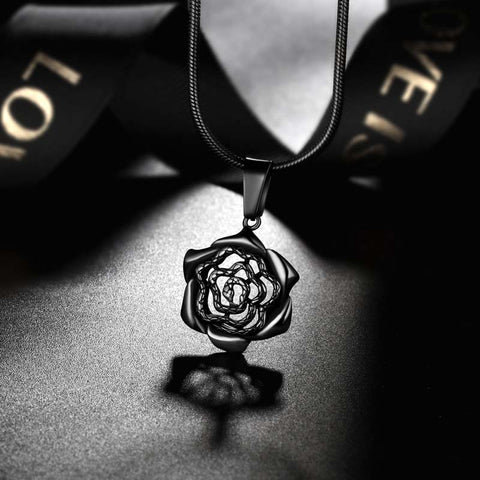 Men Snake Necklace Rose Heart Pendant Women Jewelry Stainless Steel