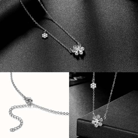 Snowflake Necklace for Women Girls Christmas Gift Jewelry Stainless Steel