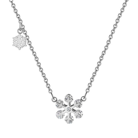 Snowflake Necklace for Women Girls Christmas Gift Jewelry Stainless Steel