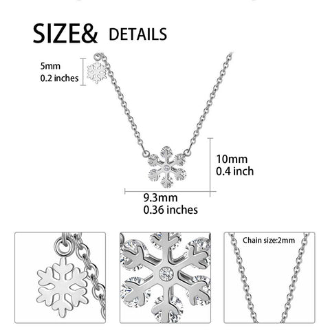 Snowflake Necklace for Women Girls Christmas Gift Jewelry Stainless Steel